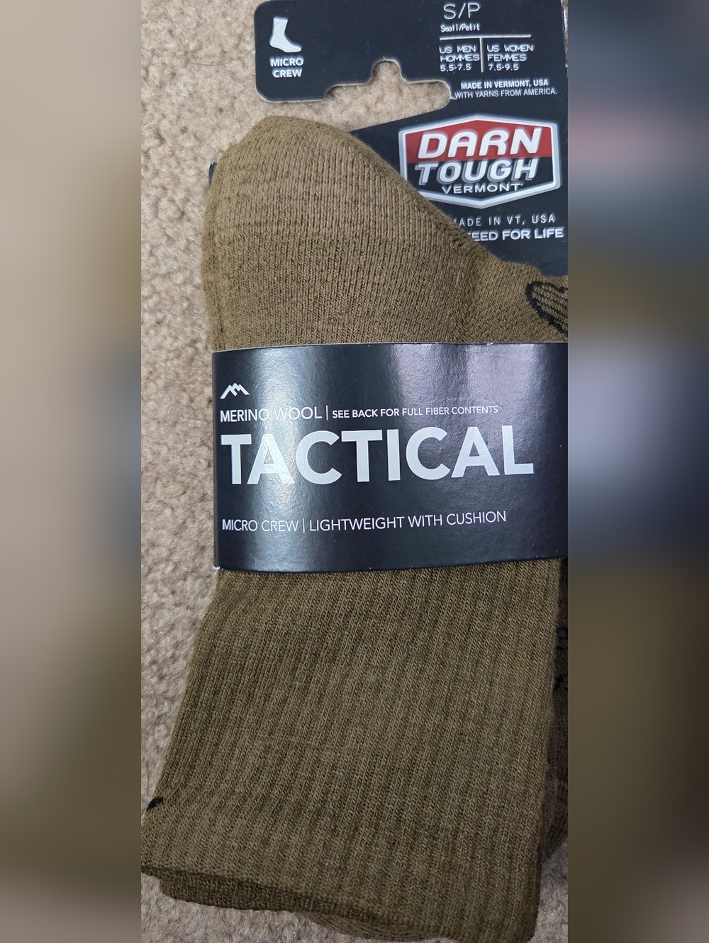 DARN TOUGH T301 Coyote Brown Mens/Womens Sz S Tactical Light Weight Merino Wool